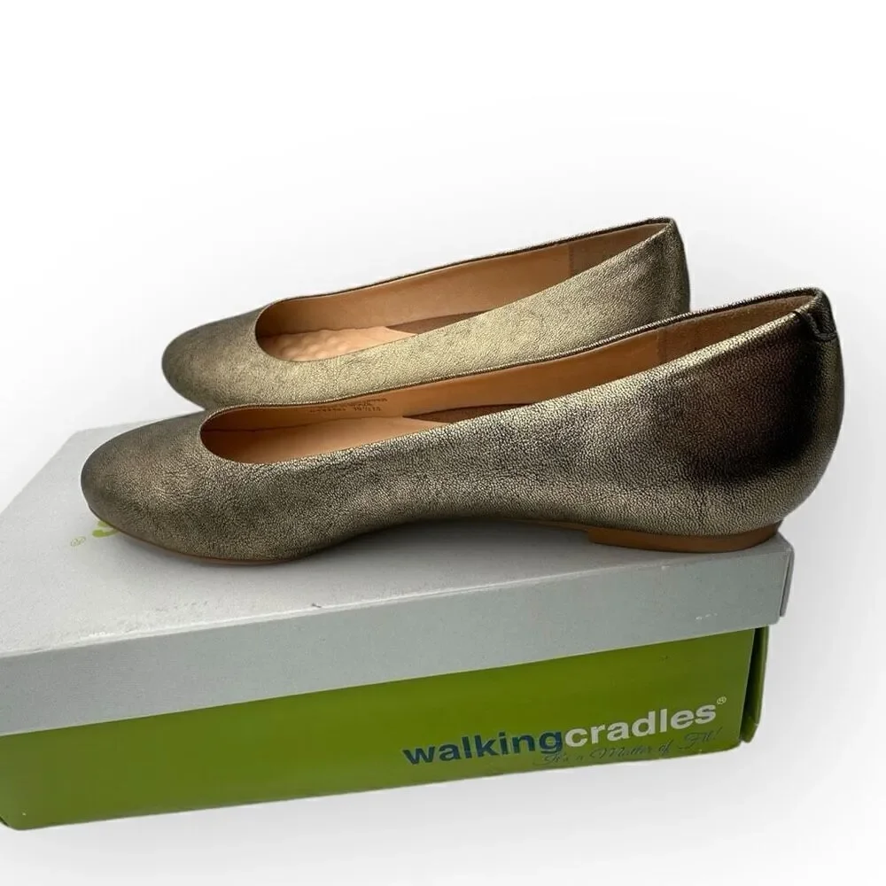 Walking Cradles Womens Bronwyn Antique Ballet Flat Old Gold Size 10.5